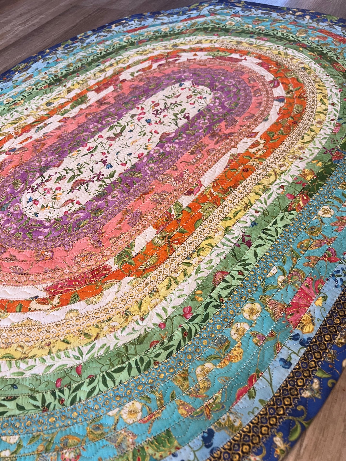 Fabric Strip Rug Oval - Butterfly Gold 0025