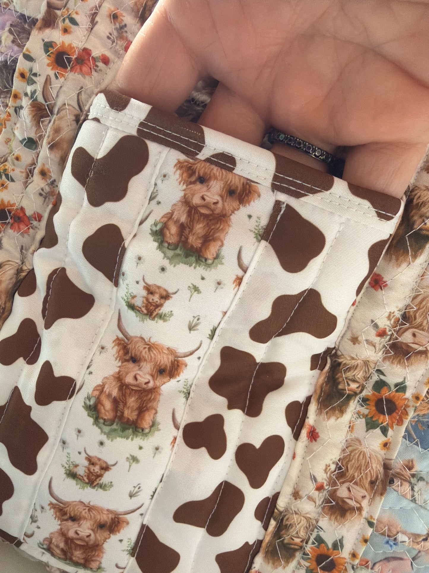 Fabric Strip Tote Bag - Cow Print 0003