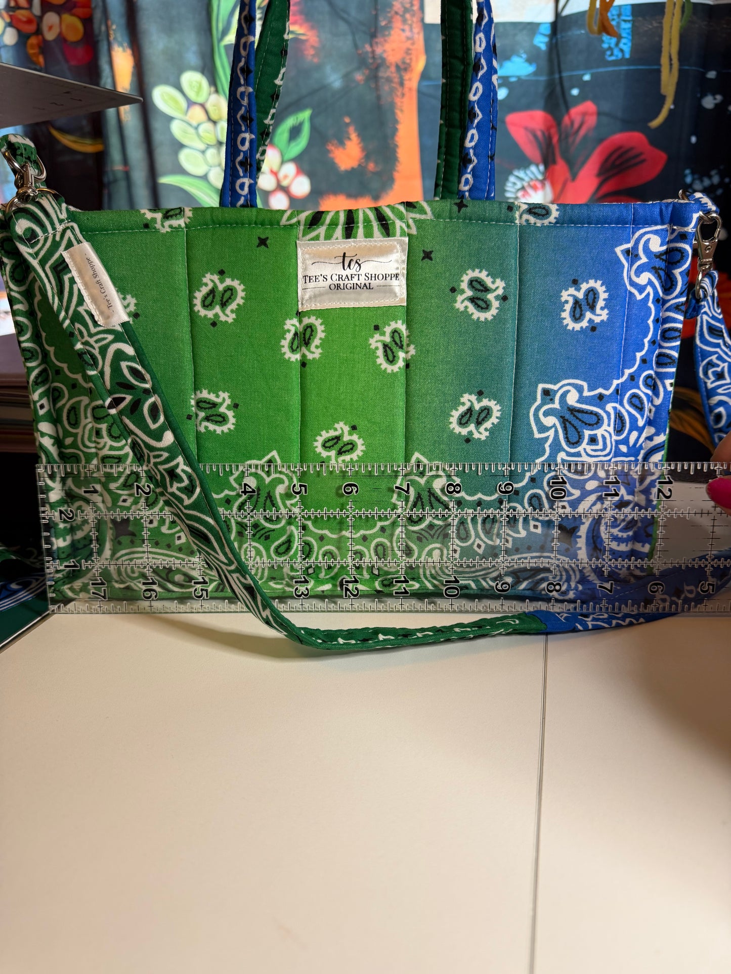 Bag - Bandana Tote, Green/Blue Ombré 0017