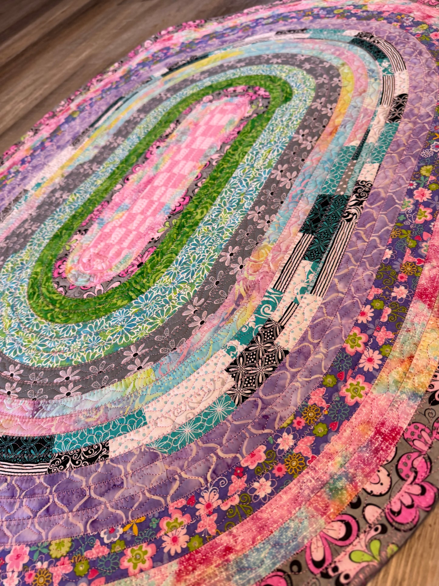 Fabric Strip Rug Oval - Girly Pop 0024