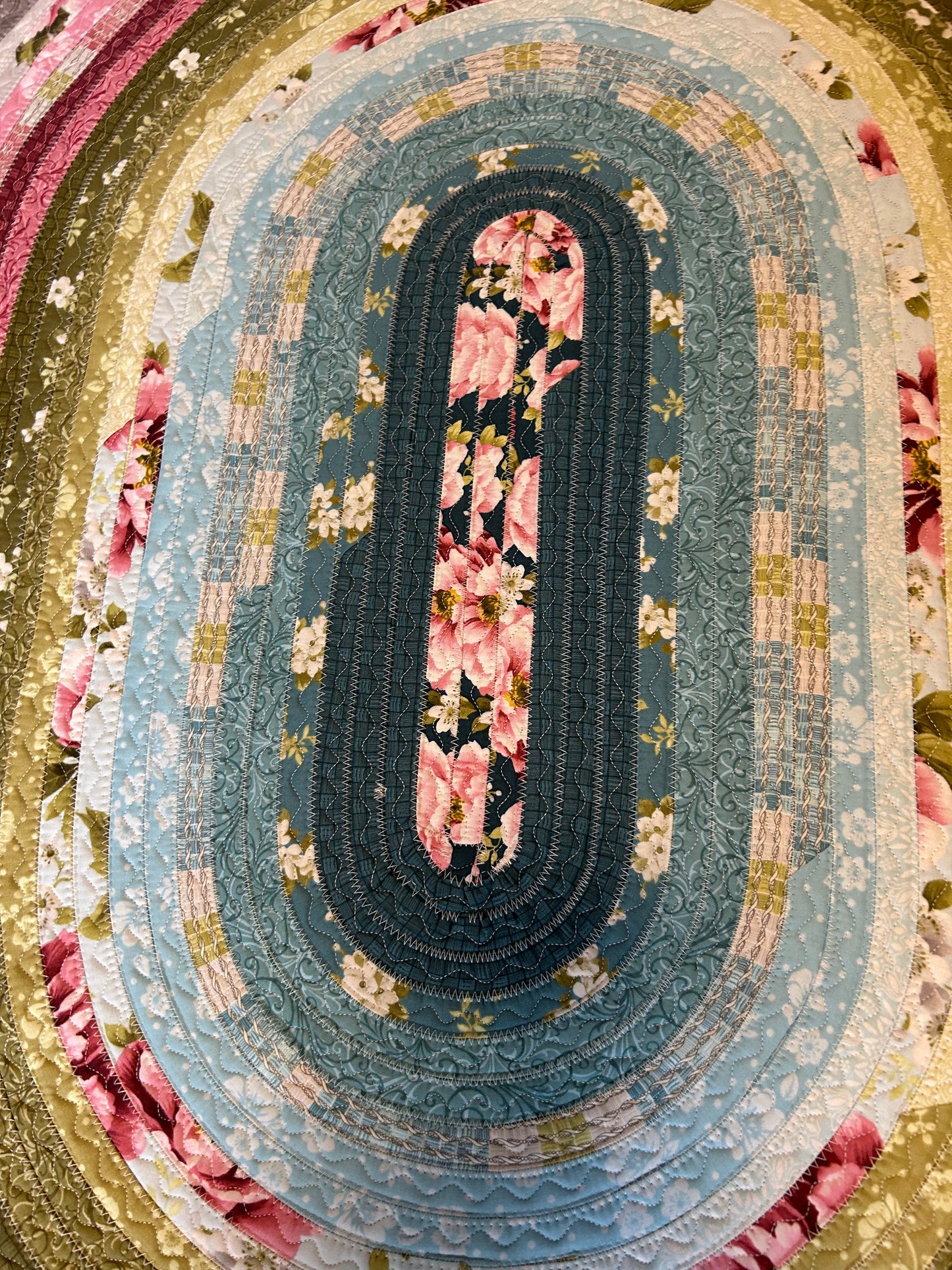 Fabric Strip Rug Oval - Floral 0026