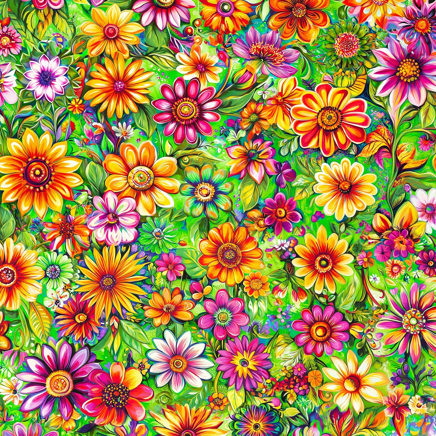 FABRIC - Groovy Floral Garden 2.5” Fabric Strip