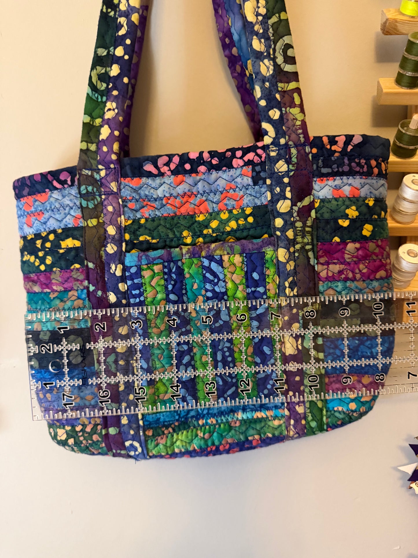 Fabric Strip Tote Bag - Ocean Batik 0007