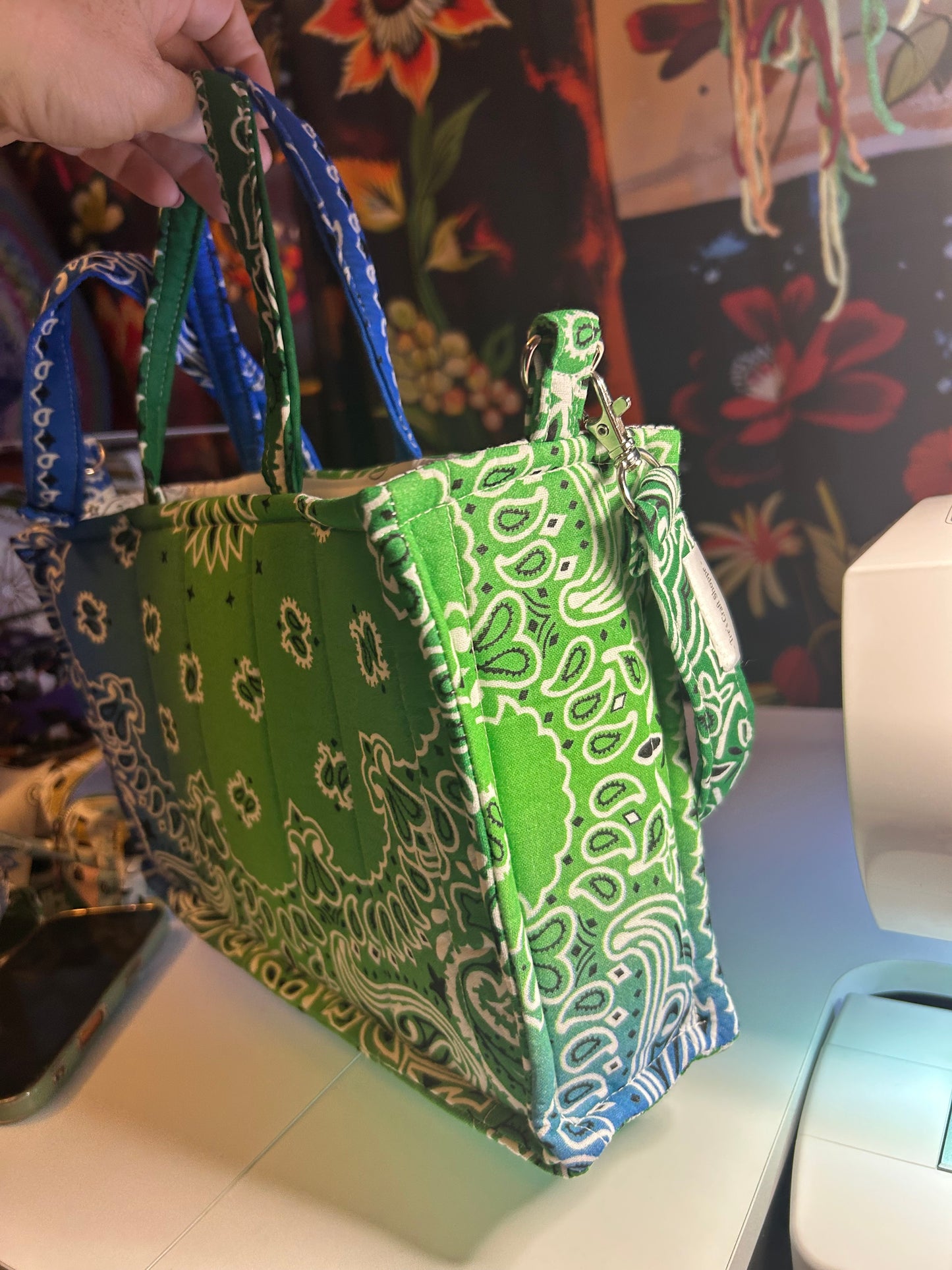 Bag - Bandana Tote, Green/Blue Ombré 0017