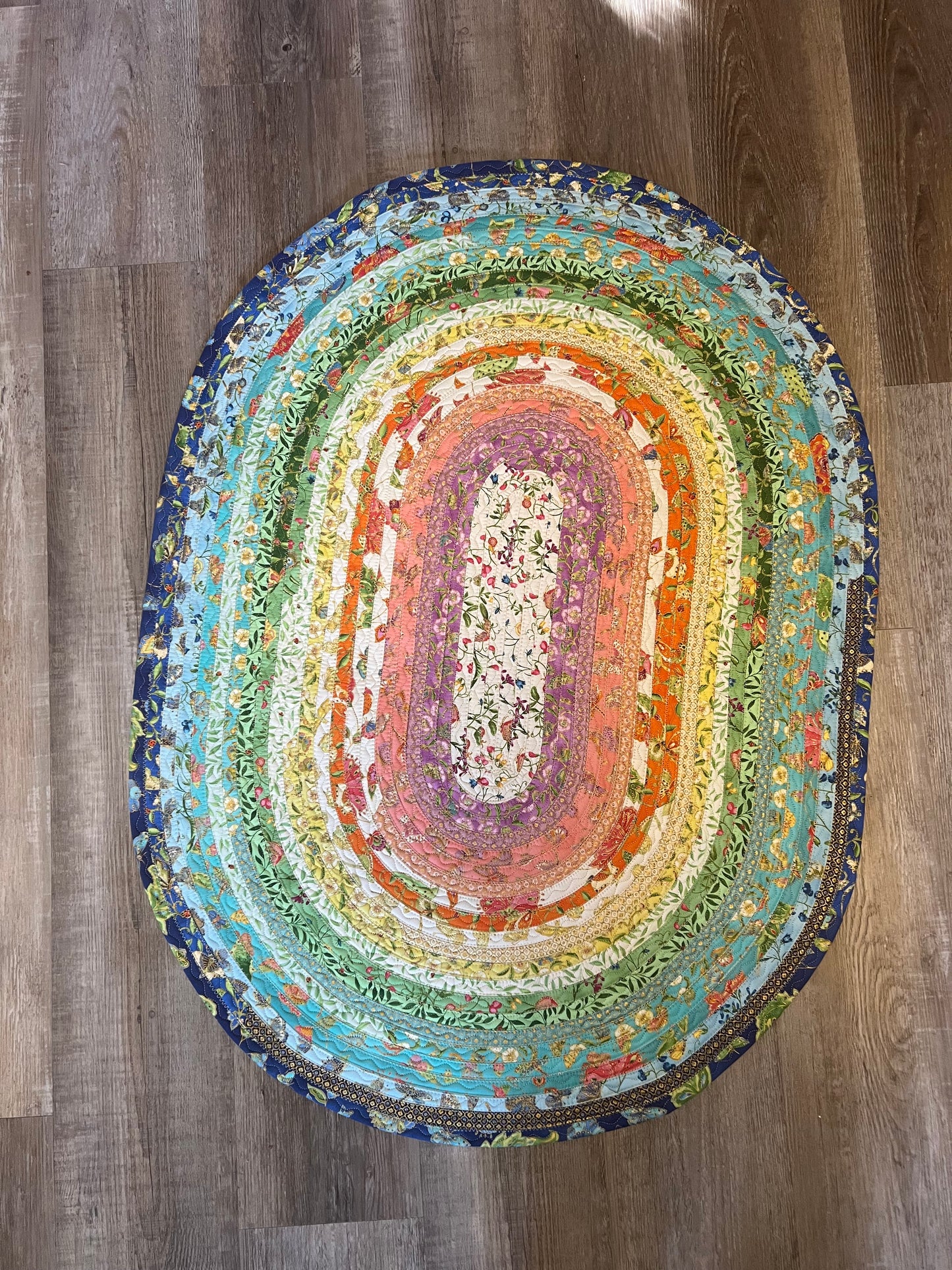 Fabric Strip Rug Oval - Butterfly Gold 0025