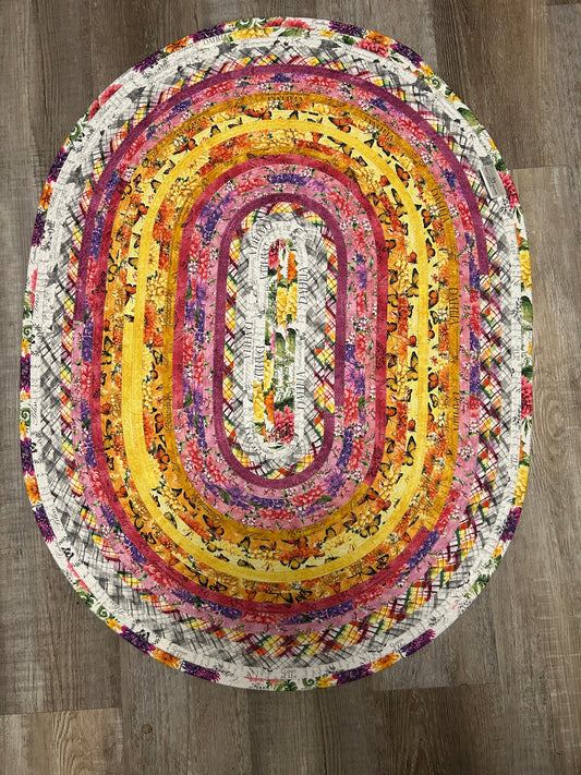 Fabric Strip Rug Oval - Dahlia Botanical 0033