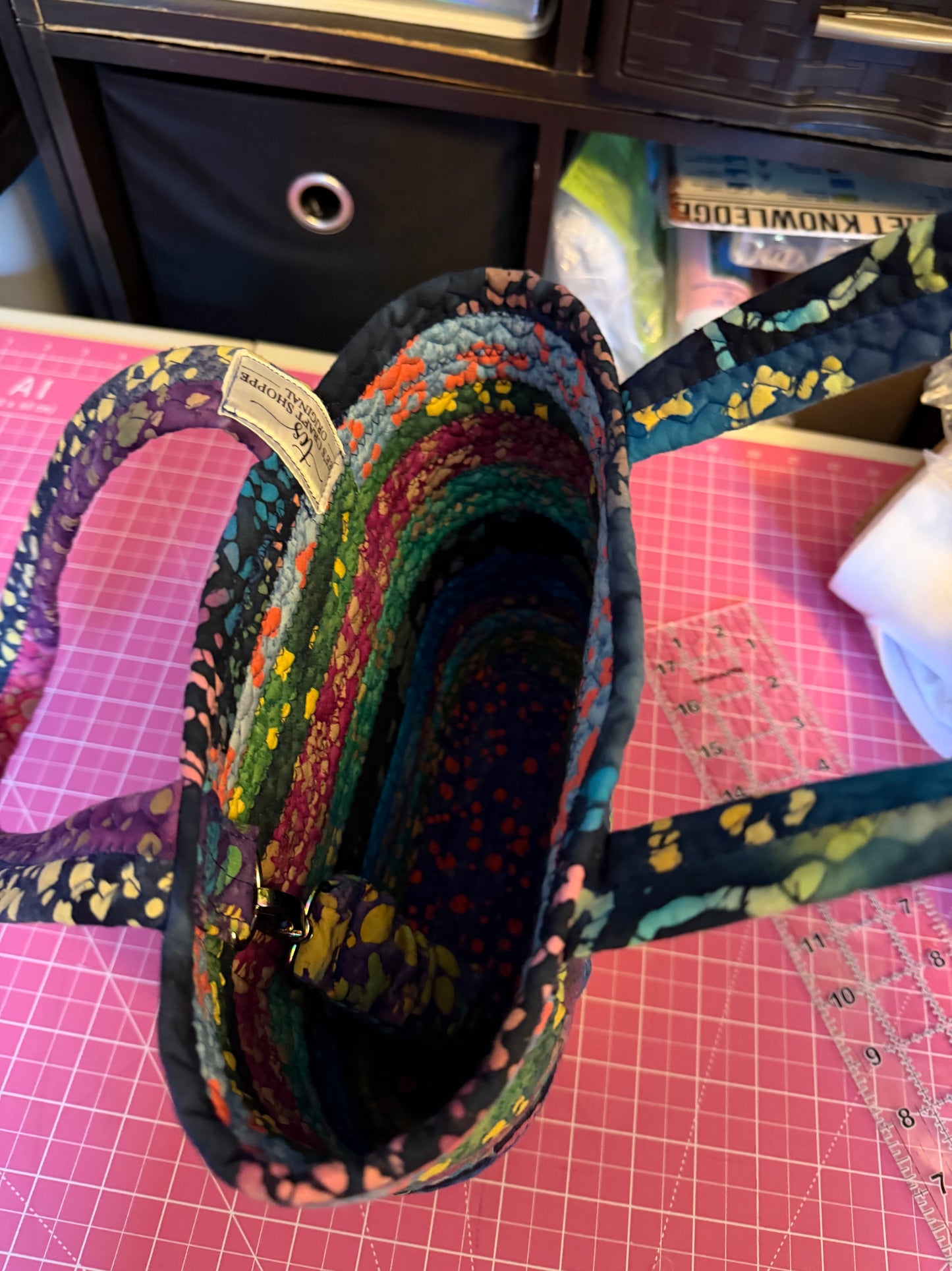 Fabric Strip Tote Bag - Ocean Batiks 0004