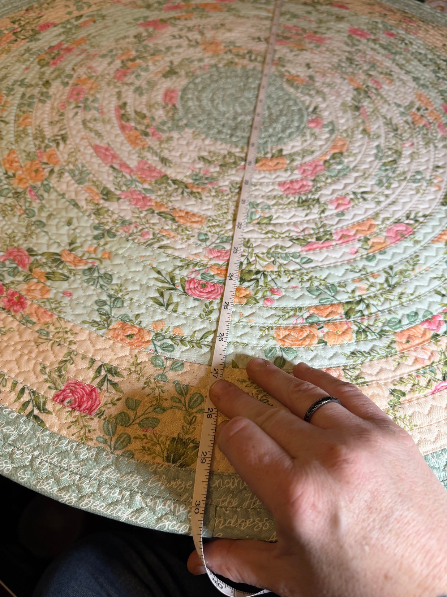 Fabric Strip Rug Circle Medium - Kindness Flowers 0034