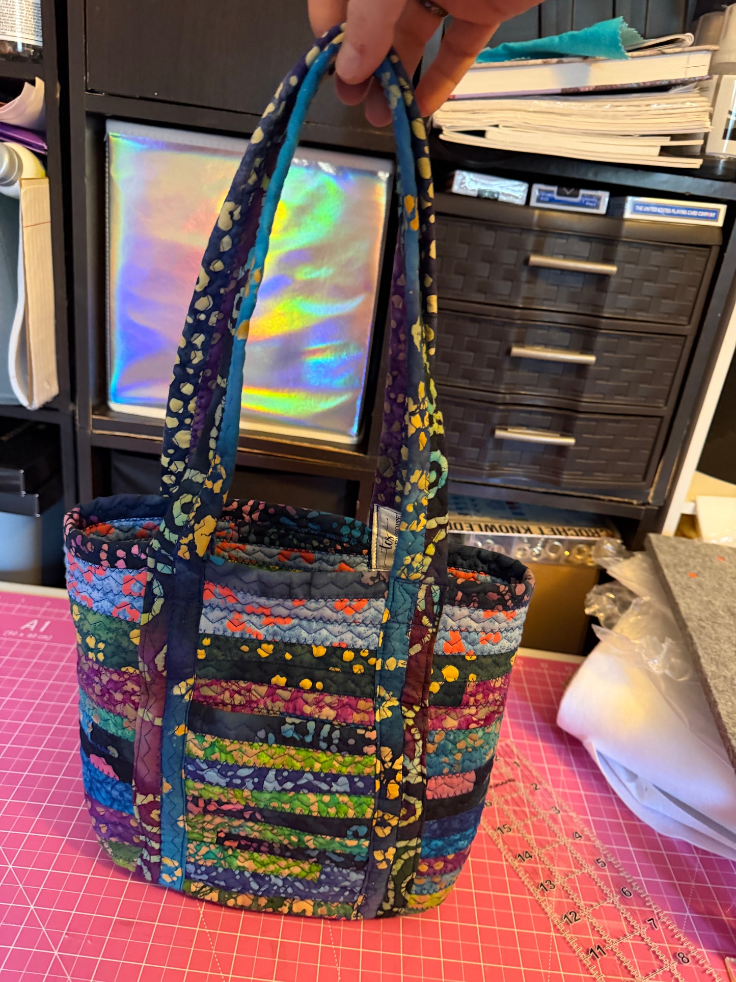 Fabric Strip Tote Bag - Ocean Batiks 0004