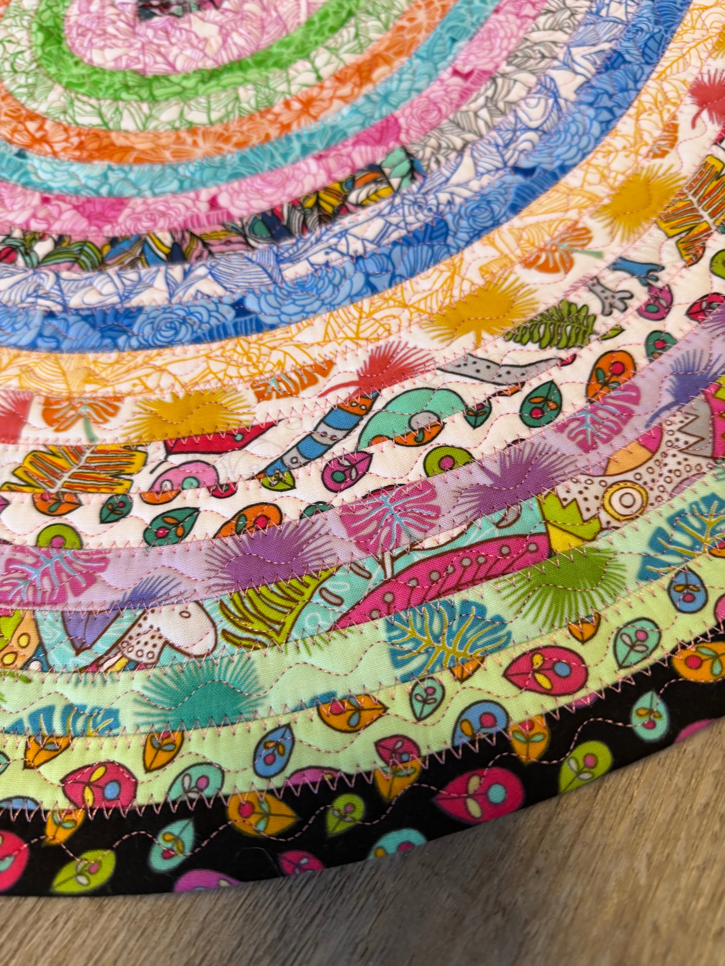 Fabric Strip Rug Oval Small - Tropical Brights 0023