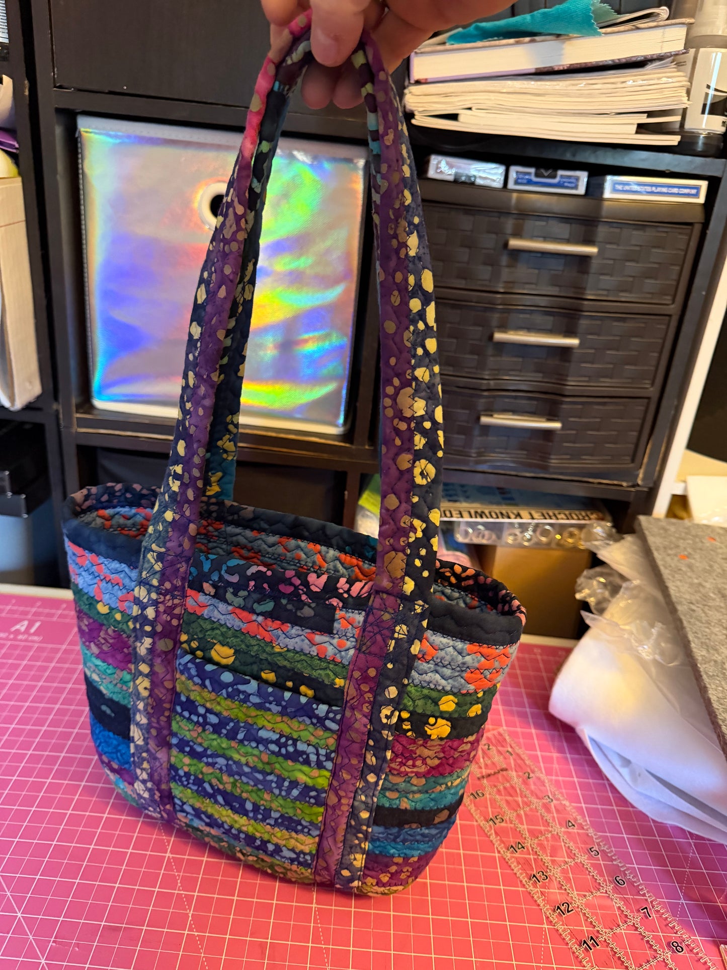 Fabric Strip Tote Bag - Ocean Batiks 0004