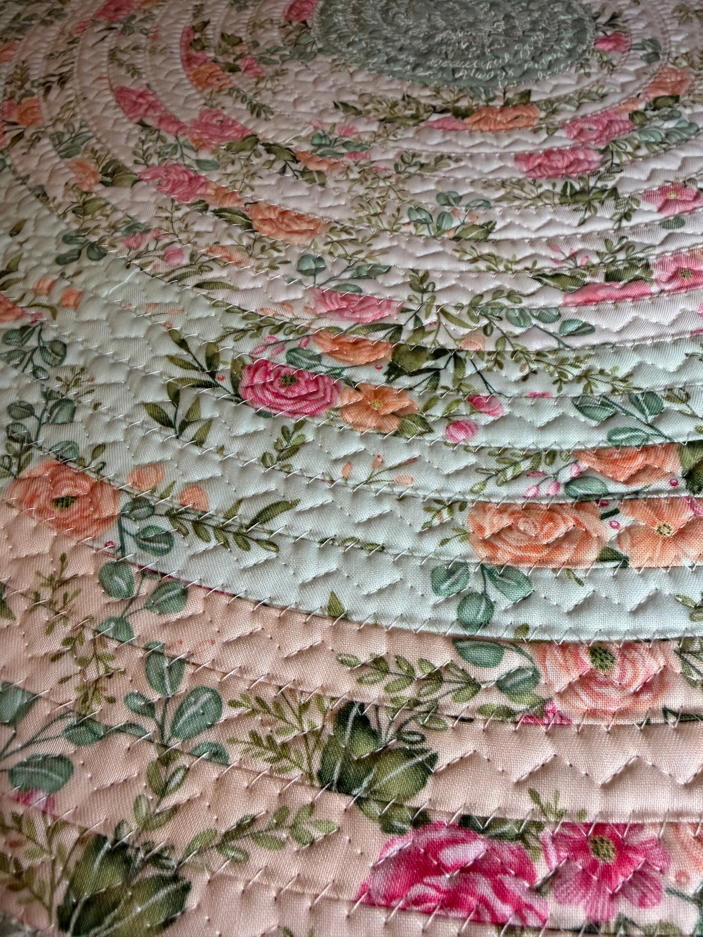 Fabric Strip Rug Circle Medium - Kindness Flowers 0034