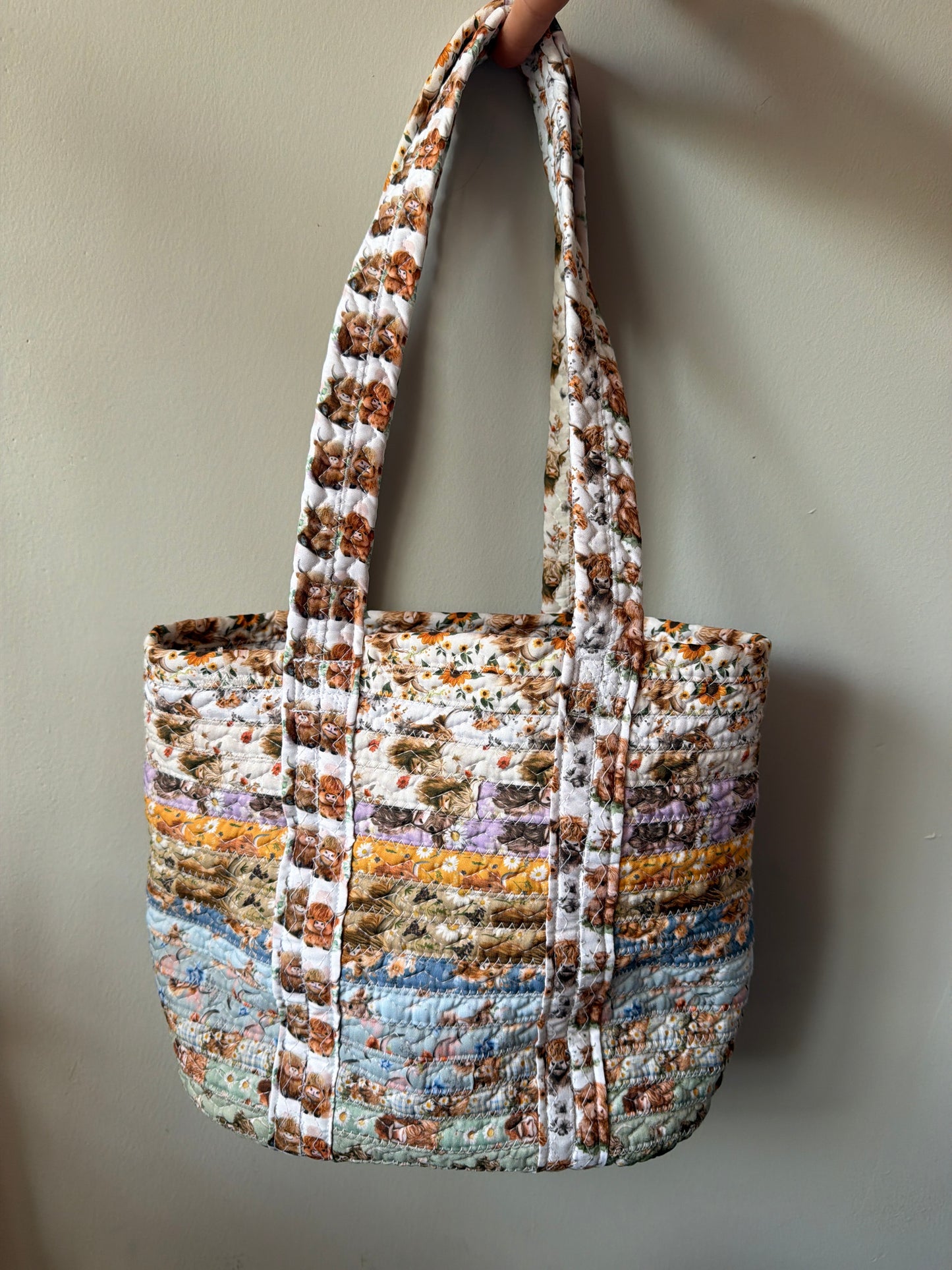 Fabric Strip Tote Bag - Cow Print 0003