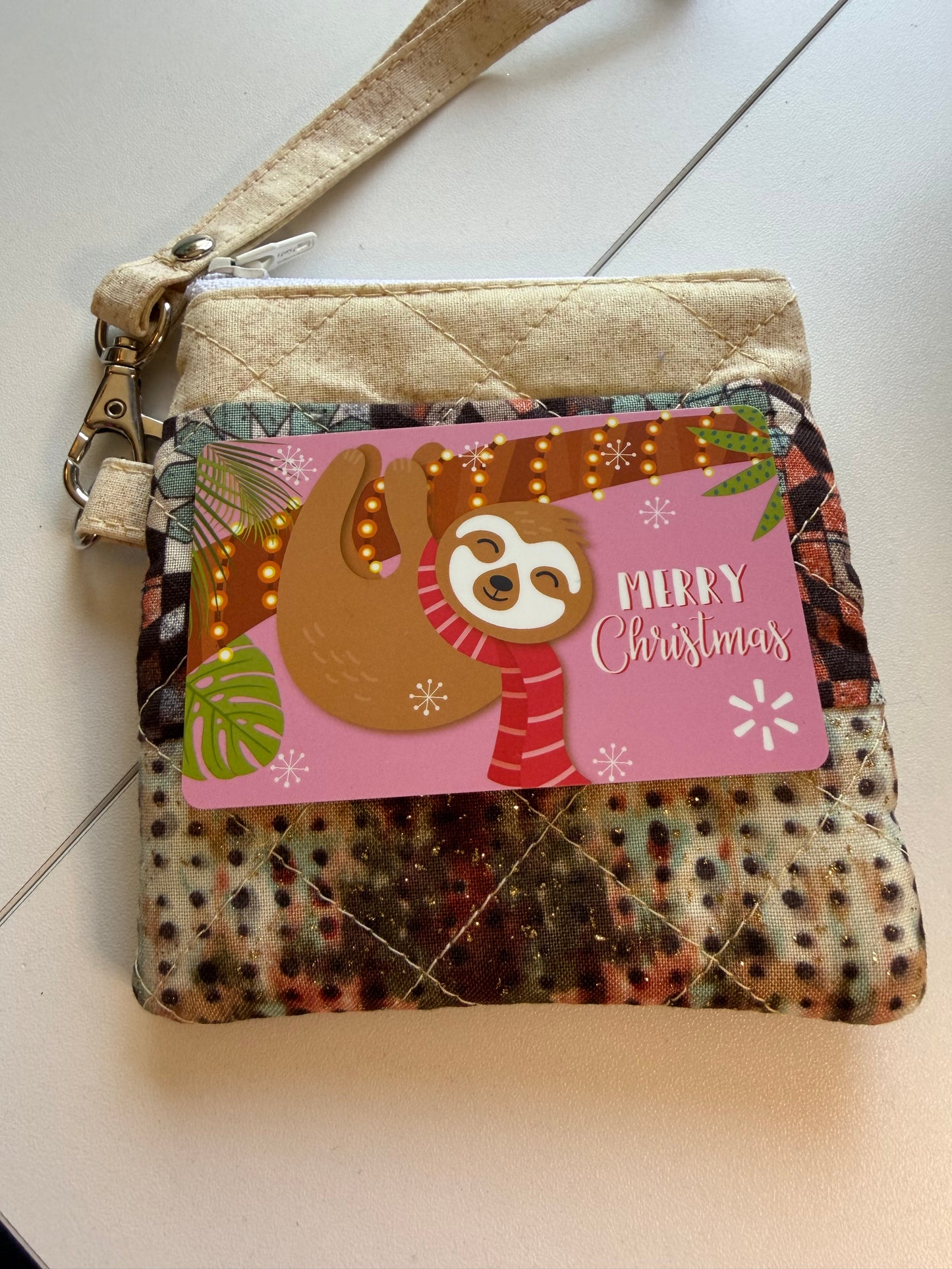 Sale - BLAST FROM THE PAST Wristlet Quilted Browns F14