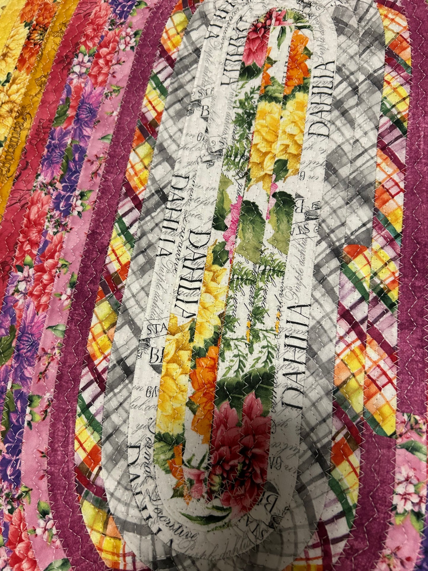 Fabric Strip Rug Oval - Dahlia Botanical 0033