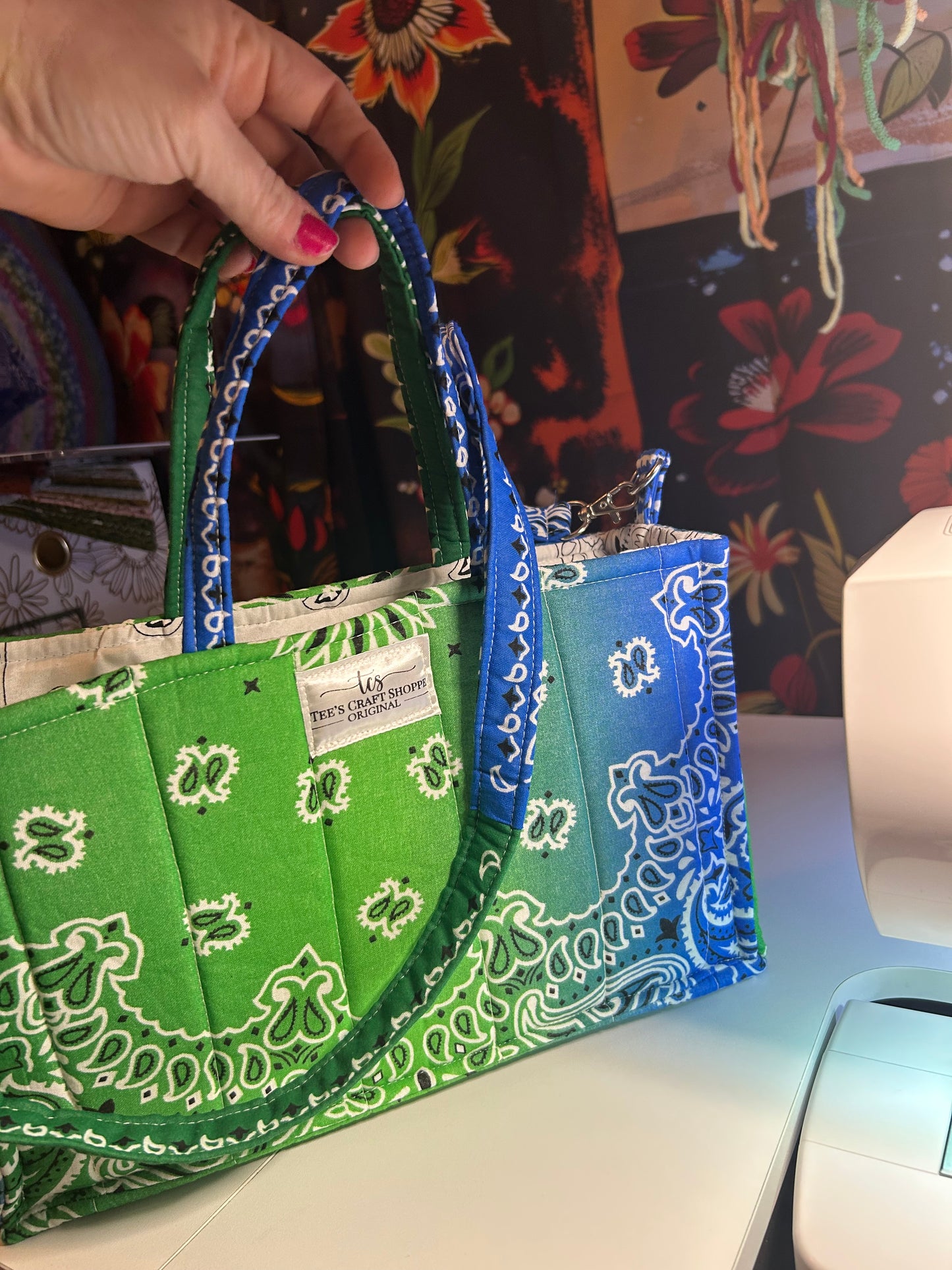 Bag - Bandana Tote, Green/Blue Ombré 0017