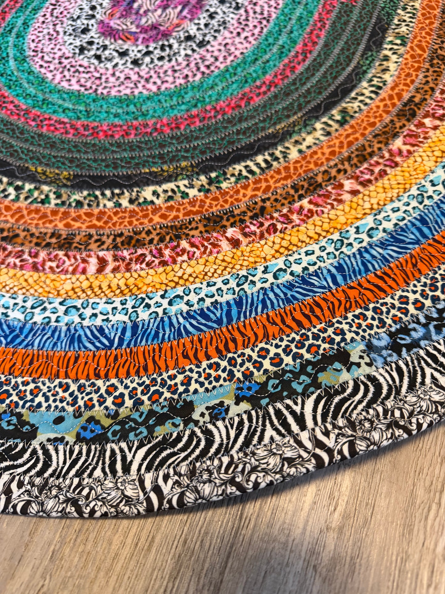 Fabric Strip Rug Oval - Animal Print 0020
