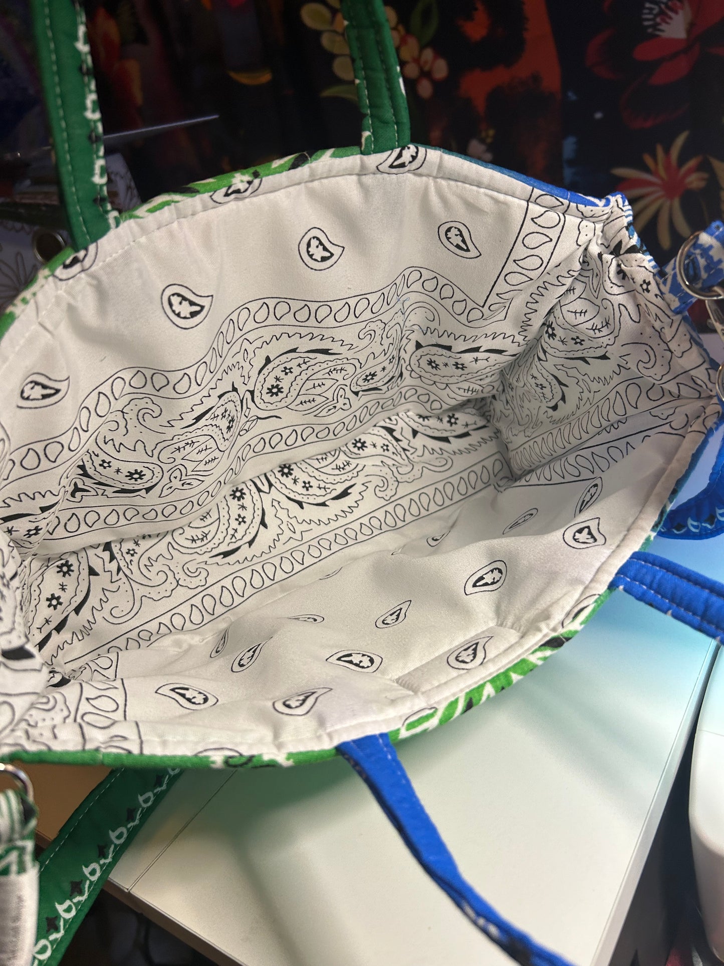 Bag - Bandana Tote, Green/Blue Ombré 0017