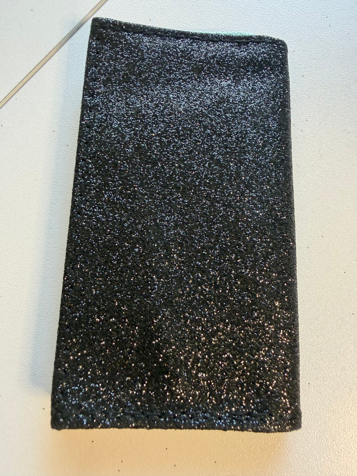 Sale - BLAST FROM THE PAST Card Holder Black Glitter Blue Inside F02