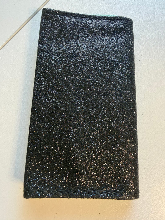 Sale - BLAST FROM THE PAST Card Holder Black Glitter Blue Inside F02