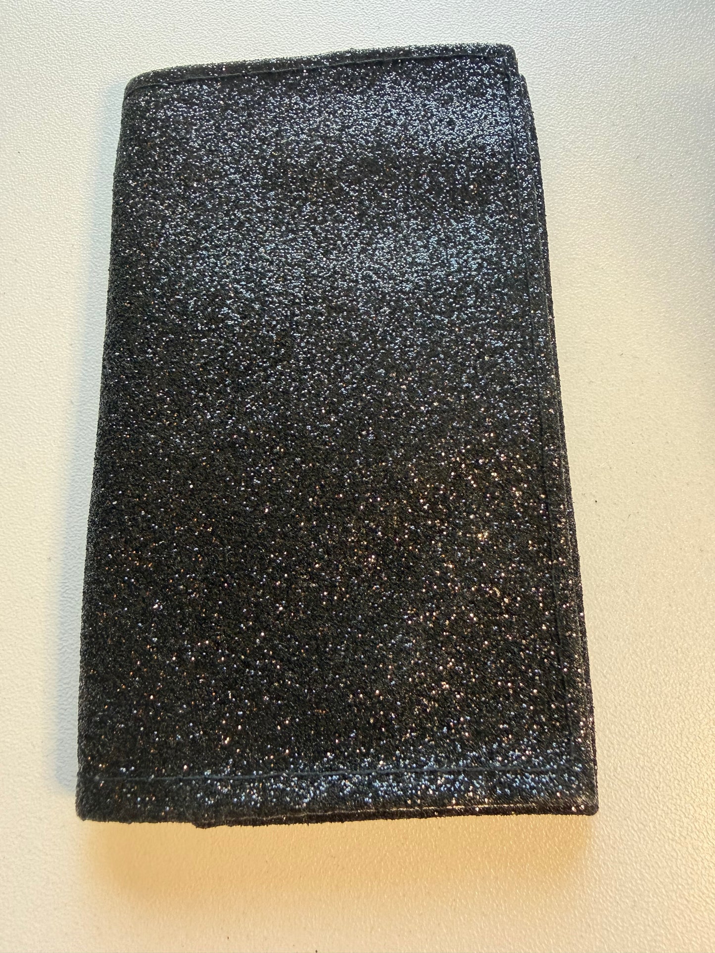 Sale - BLAST FROM THE PAST Card Holder Black Glitter White Inside F04