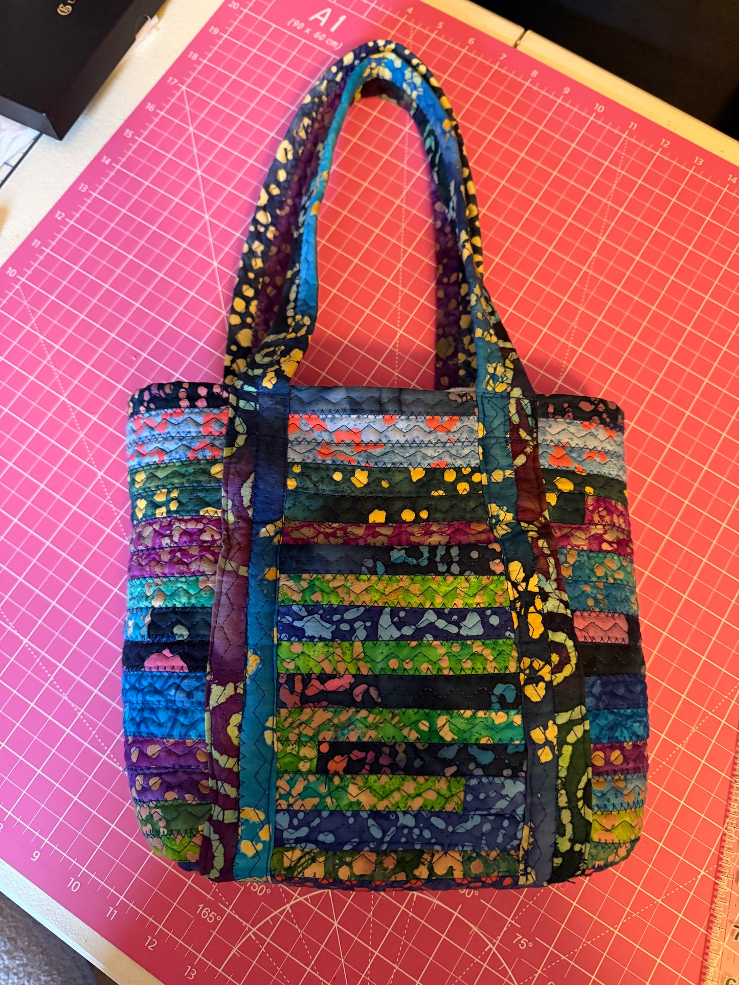 Fabric Strip Tote Bag - Ocean Batiks 0004