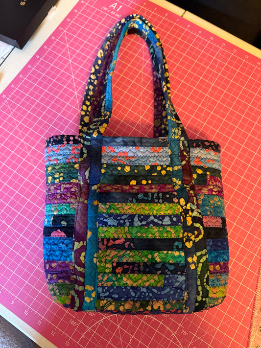 Fabric Strip Tote Bag - Ocean Batiks 0004