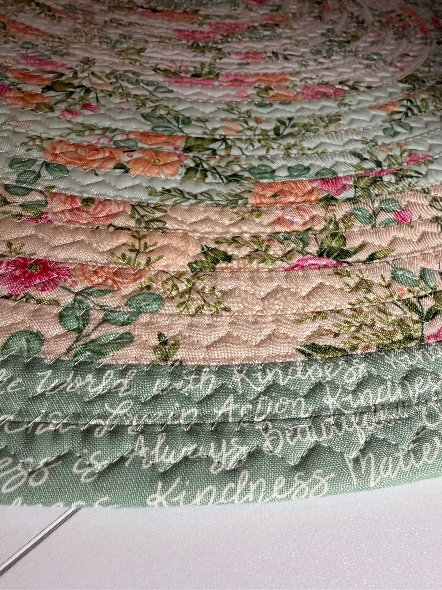 Fabric Strip Rug Circle Medium - Kindness Flowers 0034