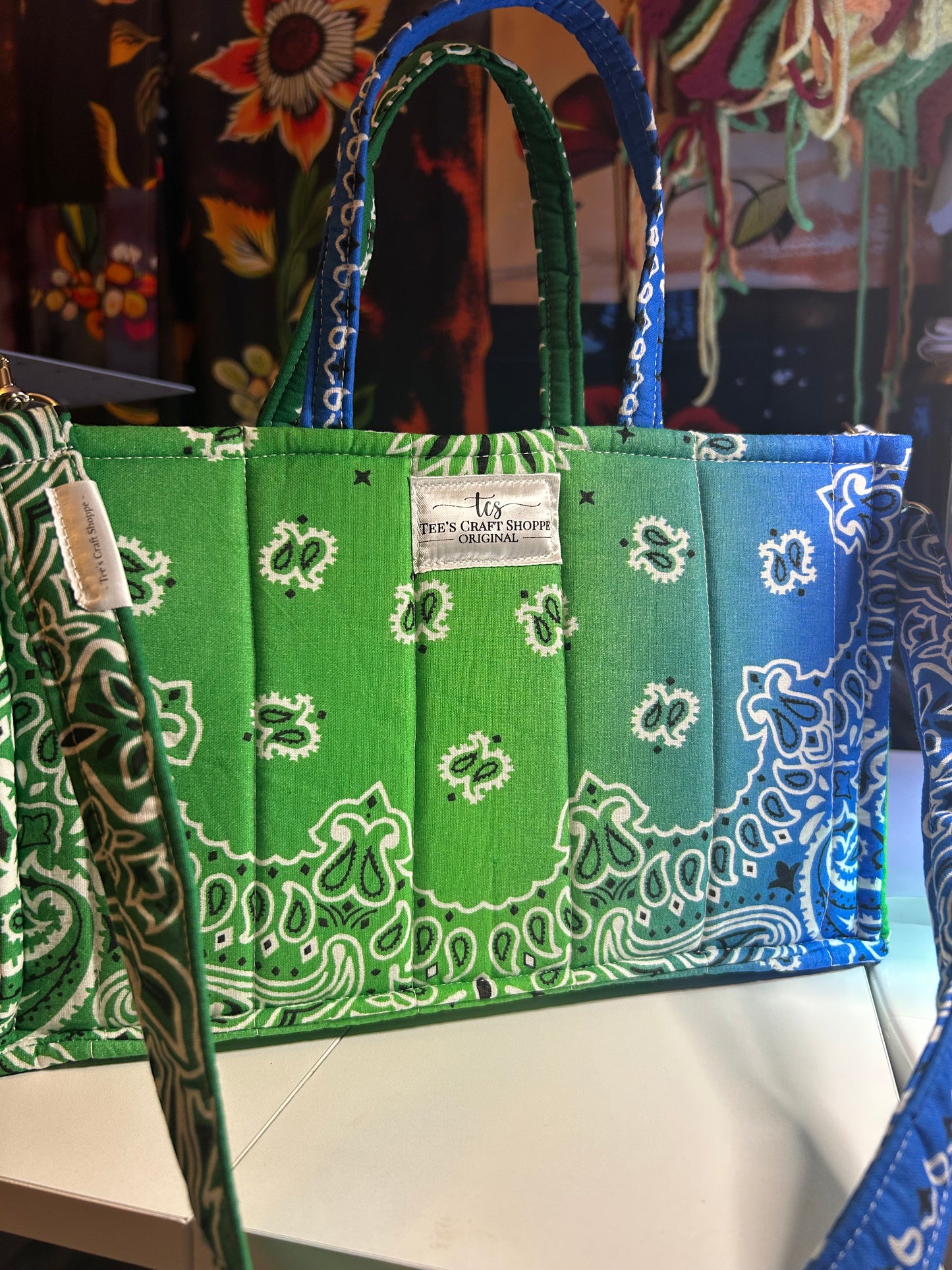 Bag - Bandana Tote, Green/Blue Ombré 0017