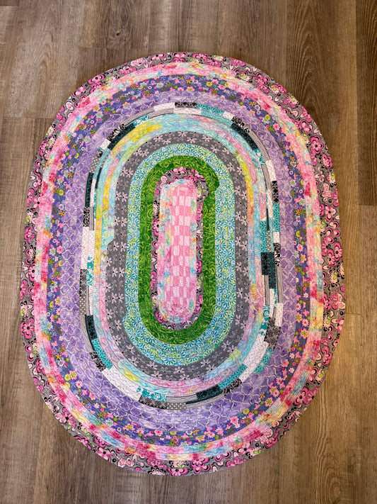 Fabric Strip Rug Oval - Girly Pop 0024