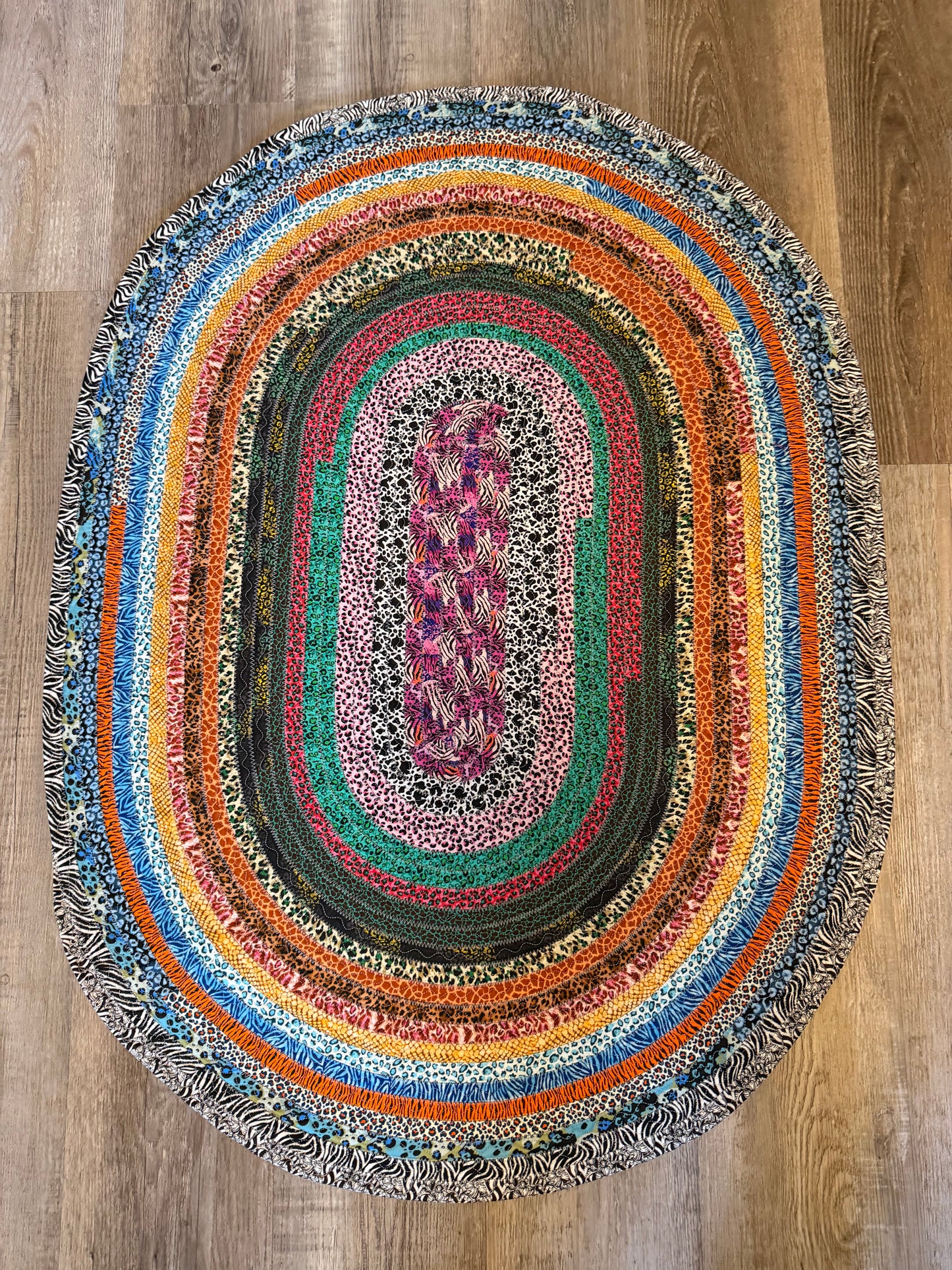 Fabric Strip Rug Oval - Animal Print 0020