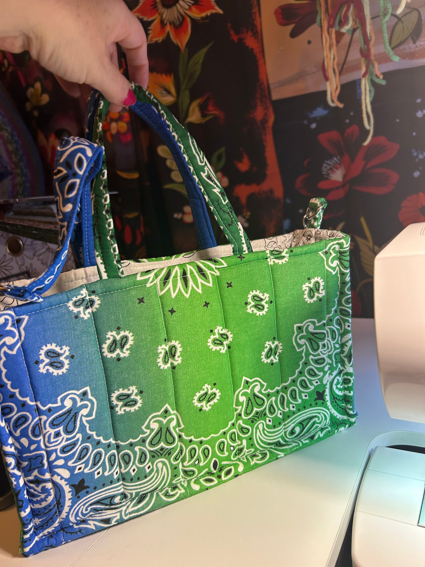 Bag - Bandana Tote, Green/Blue Ombré 0017