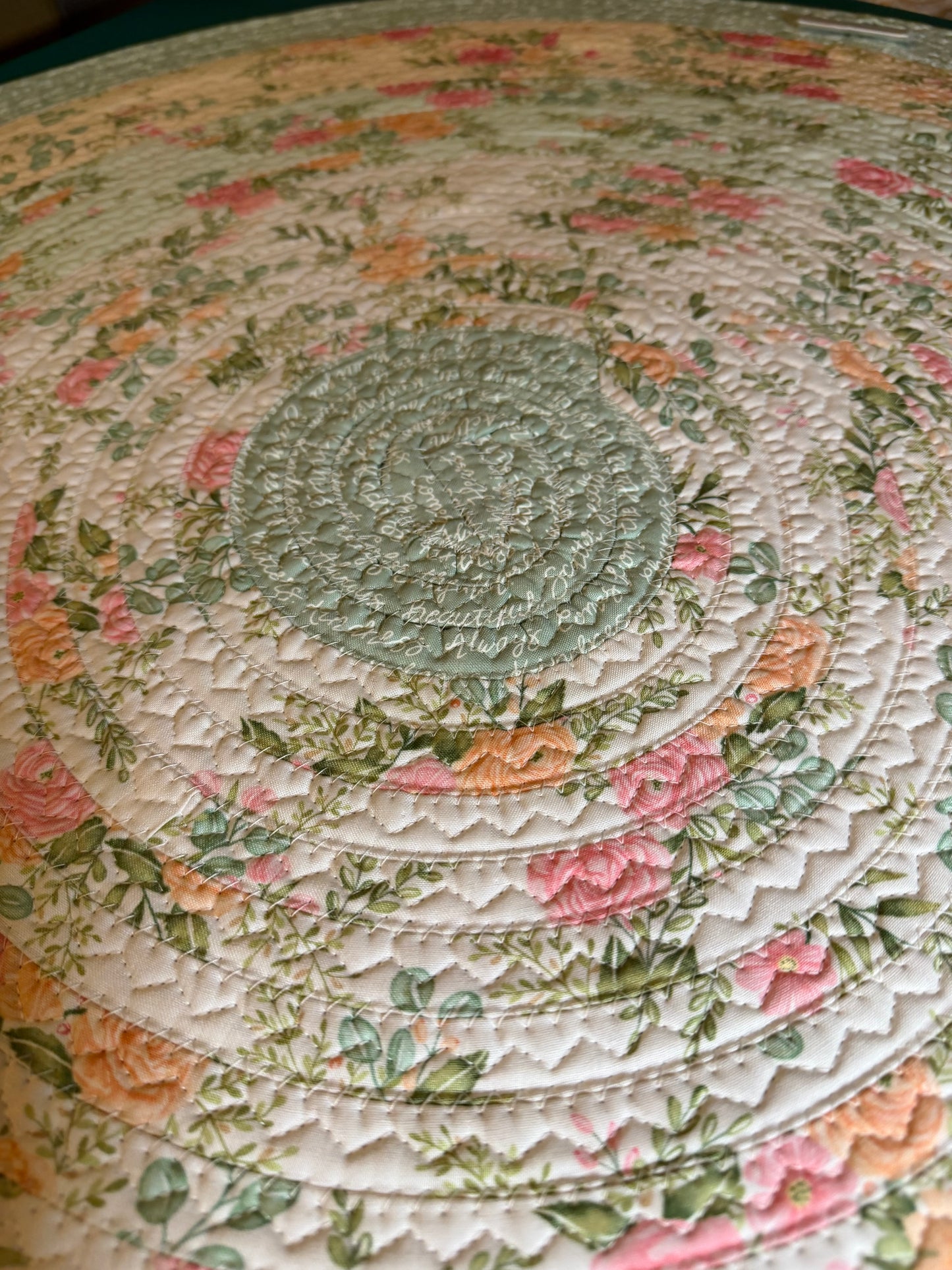 Fabric Strip Rug Circle Medium - Kindness Flowers 0034