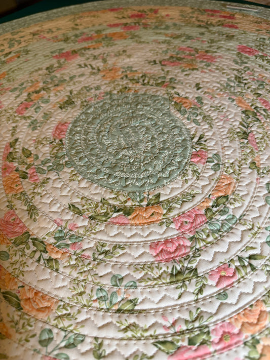Fabric Strip Rug Circle Medium - Kindness Flowers 0034