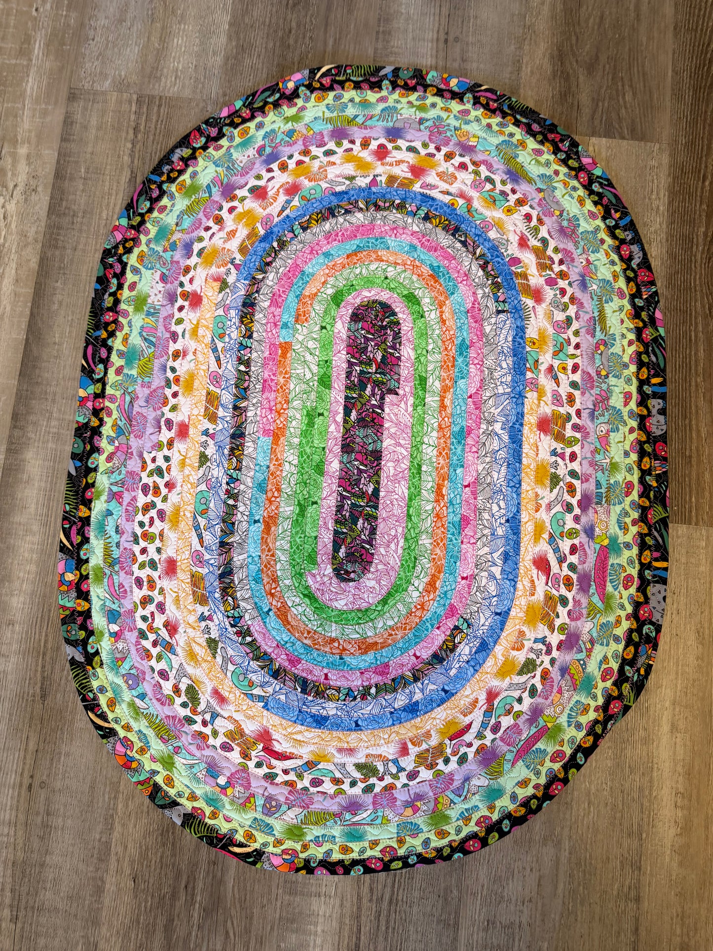 Fabric Strip Rug Oval Small - Tropical Brights 0023