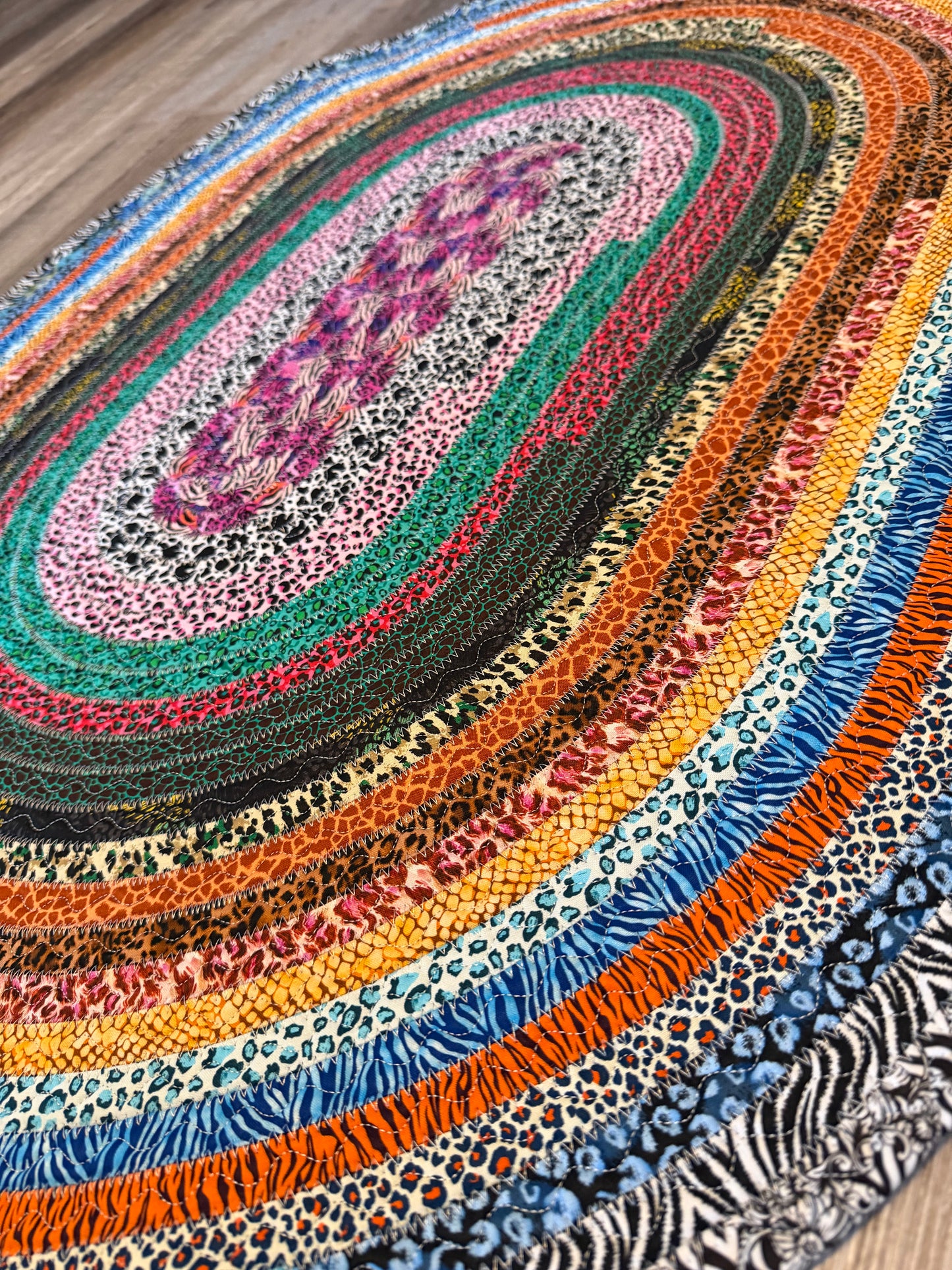 Fabric Strip Rug Oval - Animal Print 0020