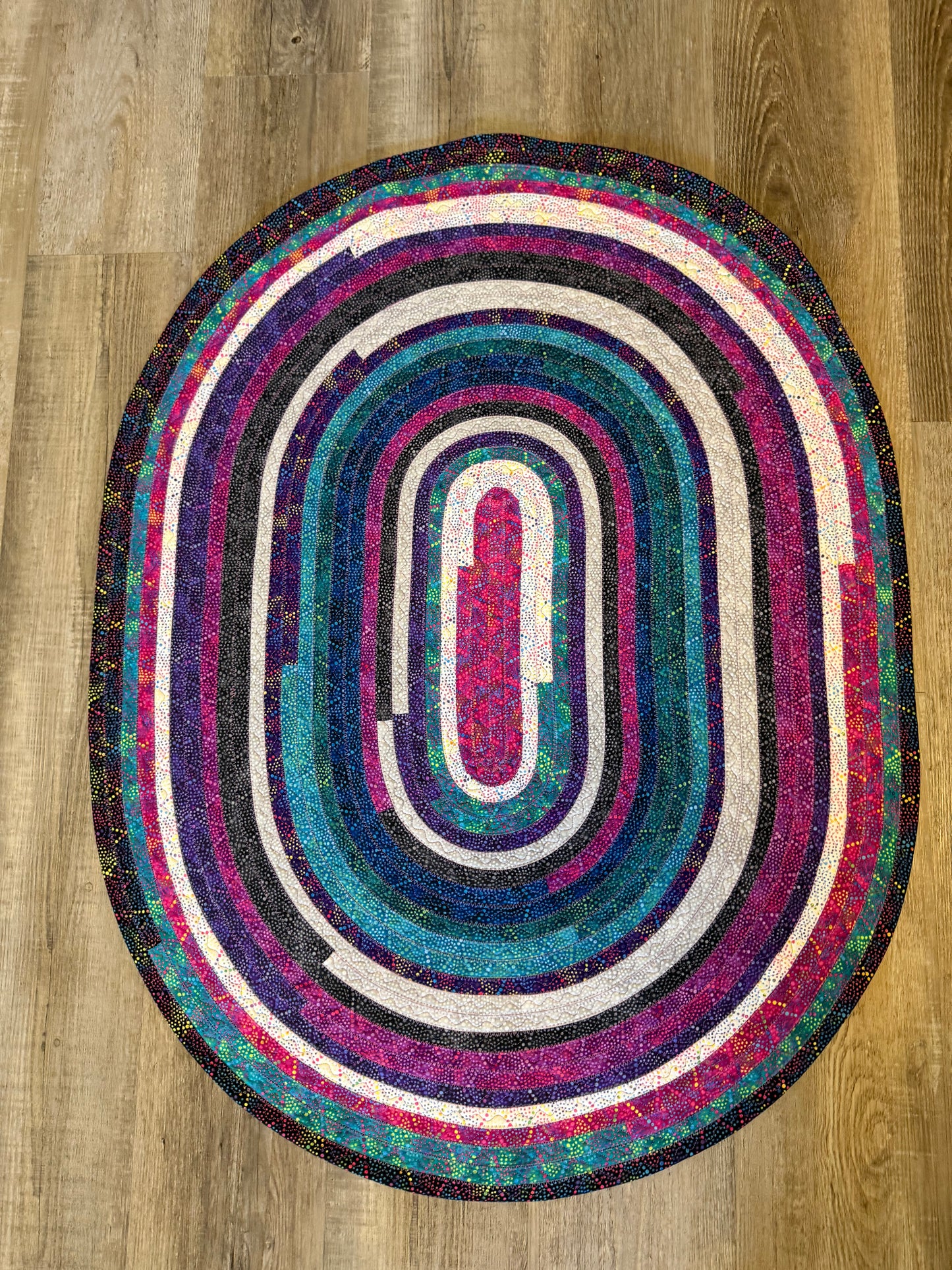 Fabric Strip Rug Oval - Colorful Dots 0021