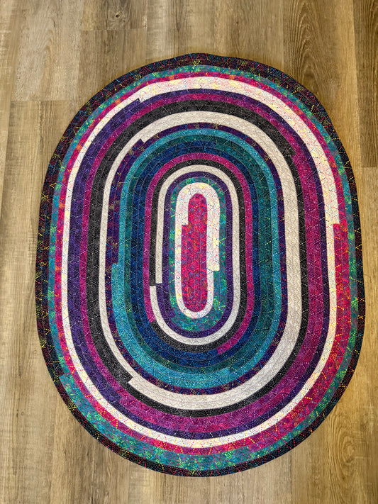 Fabric Strip Rug Oval - Colorful Dots 0021