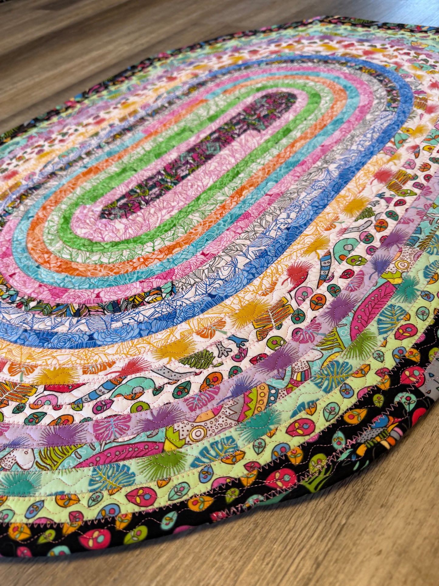 Fabric Strip Rug Oval Small - Tropical Brights 0023