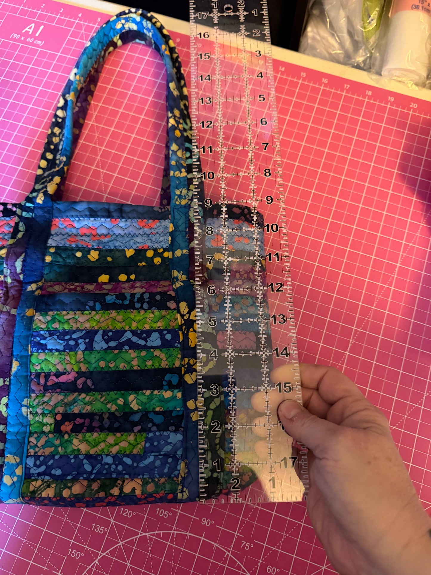 Fabric Strip Tote Bag - Ocean Batiks 0004