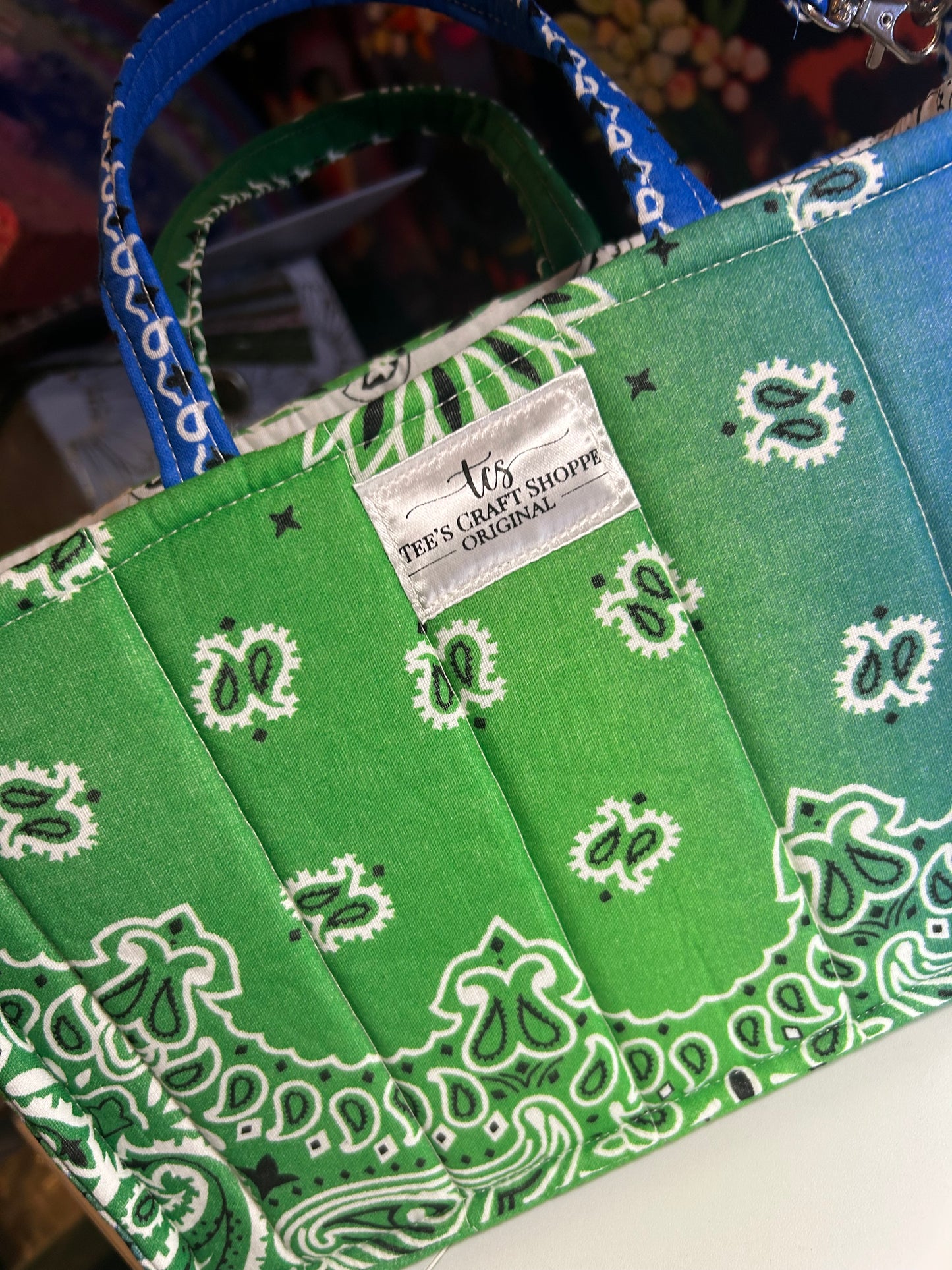 Bag - Bandana Tote, Green/Blue Ombré 0017