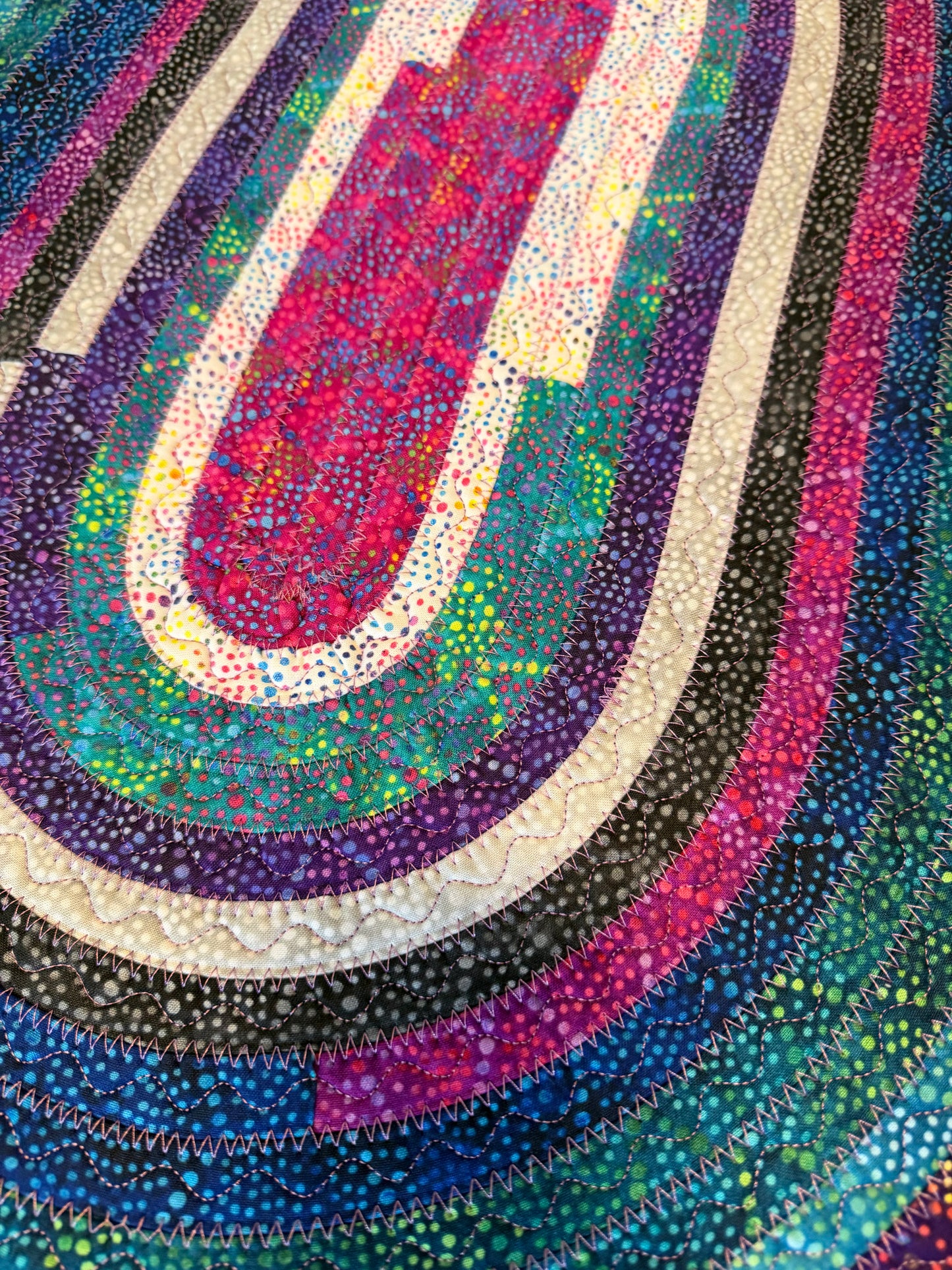 Fabric Strip Rug Oval - Colorful Dots 0021