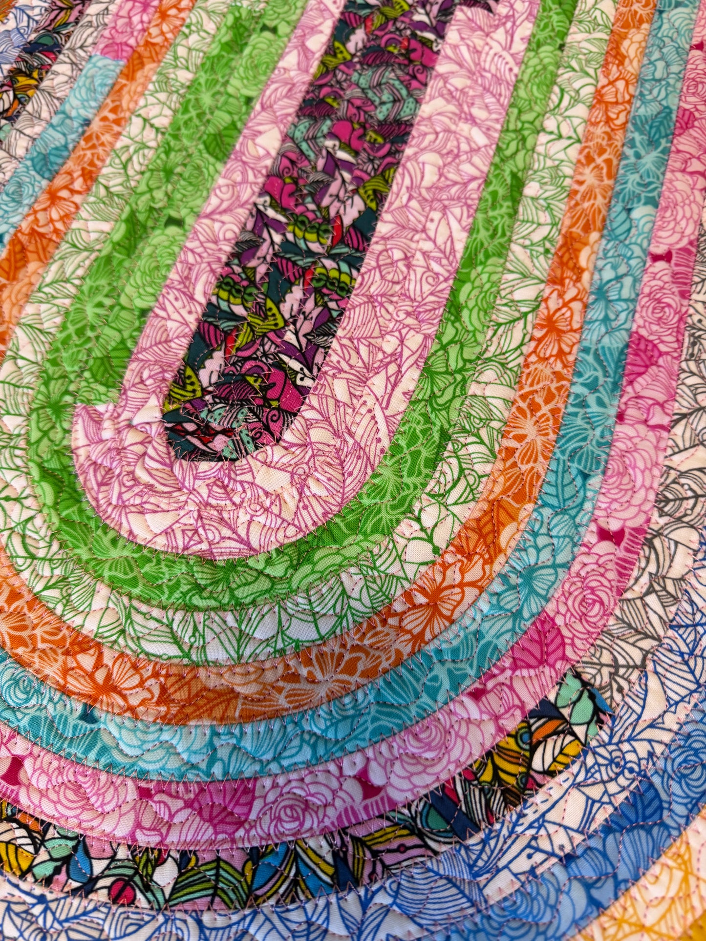 Fabric Strip Rug Oval Small - Tropical Brights 0023