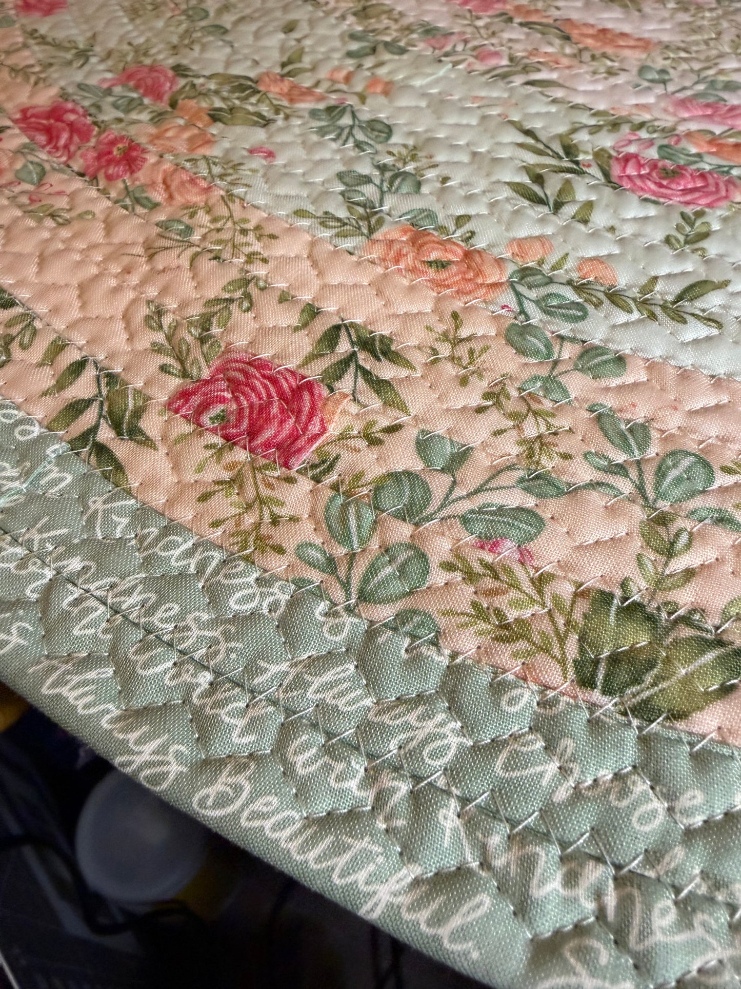 Fabric Strip Rug Circle Medium - Kindness Flowers 0034