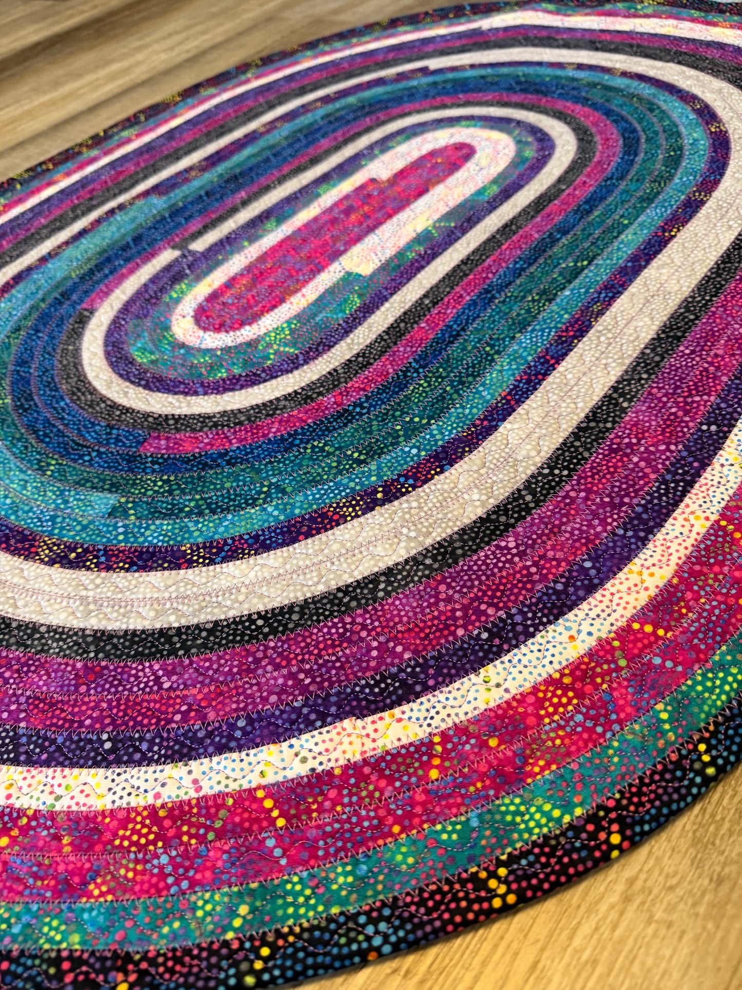 Fabric Strip Rug Oval - Colorful Dots 0021