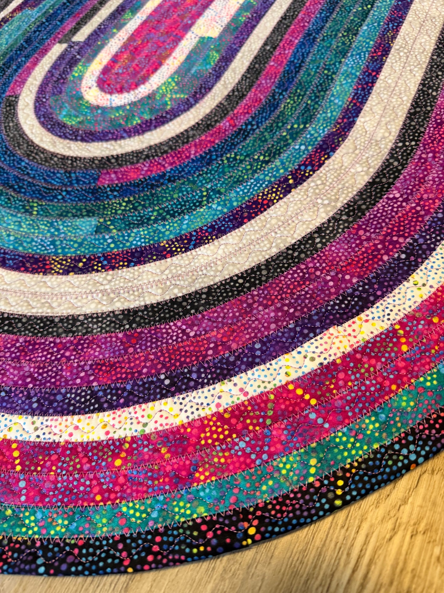 Fabric Strip Rug Oval - Colorful Dots 0021