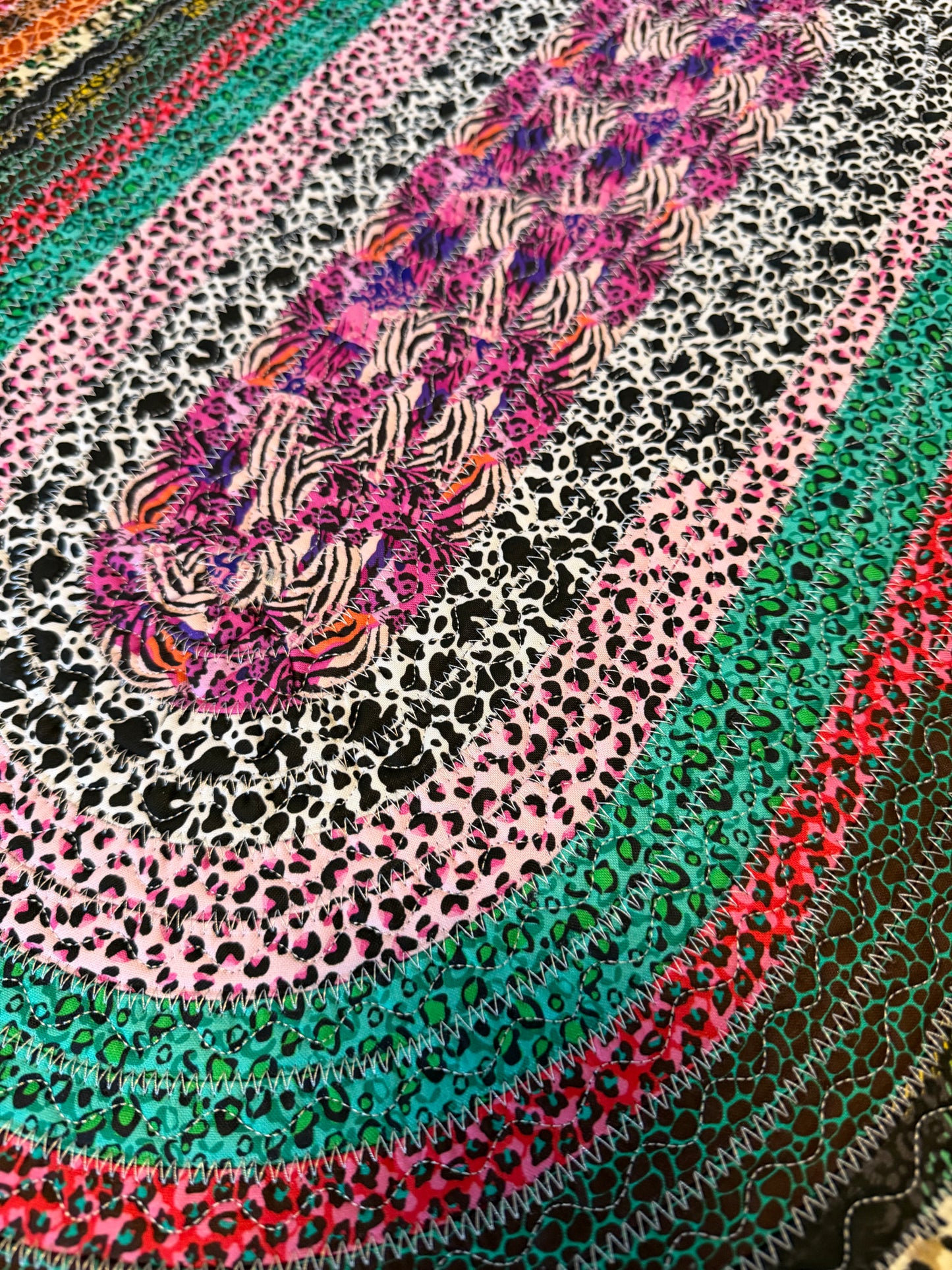 Fabric Strip Rug Oval - Animal Print 0020
