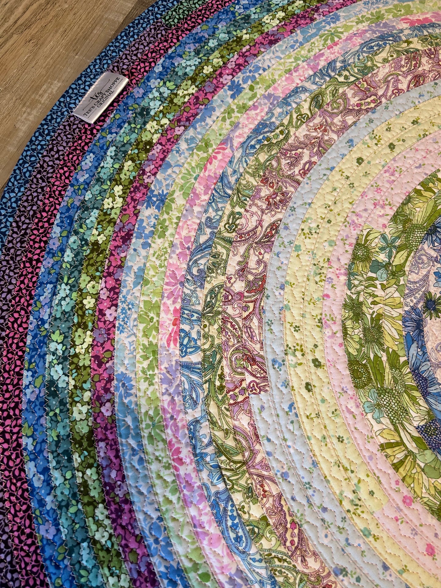 Fabric Strip Rug Circle Large - PJ Party 0029