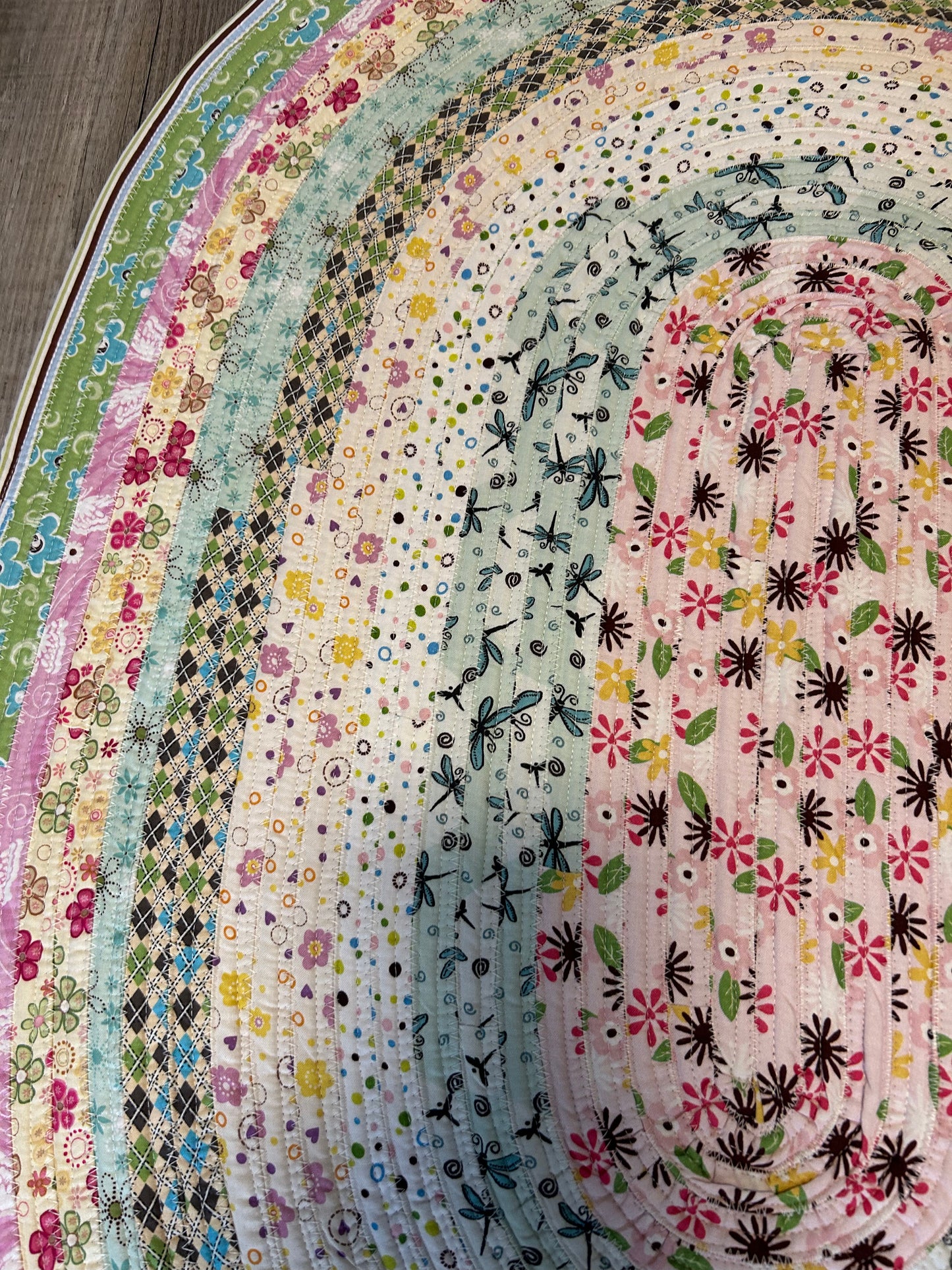 Fabric Strip Rug Oval - Happy Spring 0027