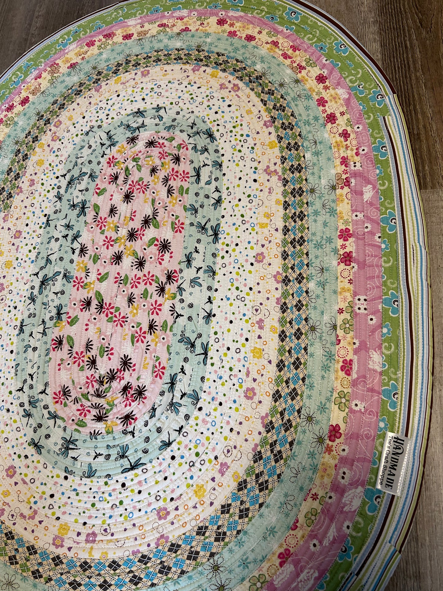 Fabric Strip Rug Oval - Happy Spring 0027
